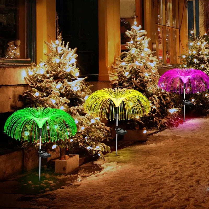 lumière led solaire fibre optique parasol extérieur moderne décoration jardin verte rouge jaune violet