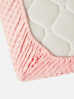 drap housse berceau rose clair gris clair texture points élastique doux moderne hiver enfant