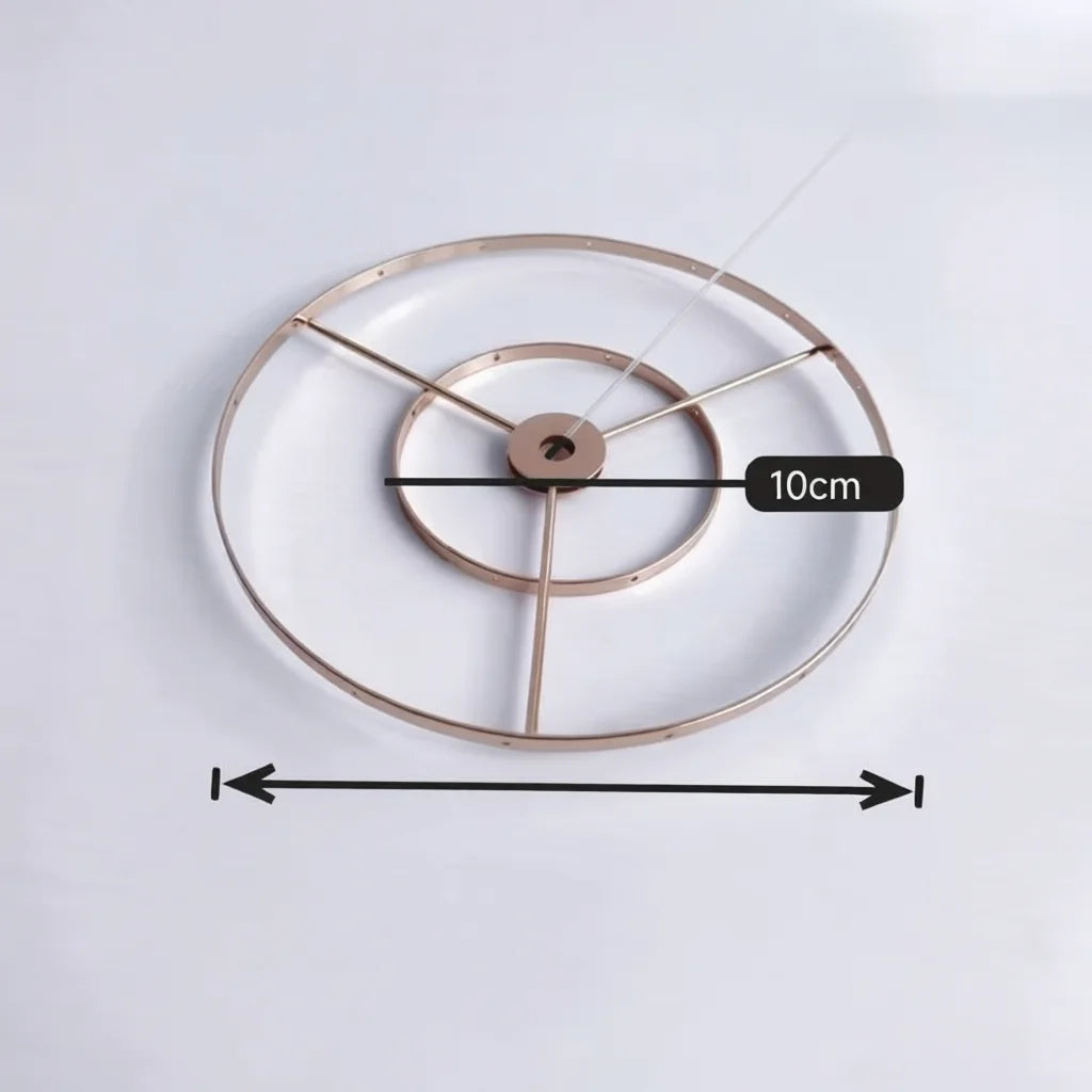 support lampe moderne minimaliste structure circulaire argenté doré barres horizontales verticales opacité fixations invisibles