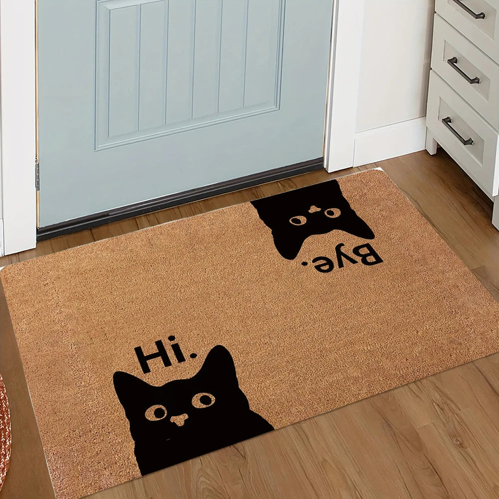 tapis d'entrée moderne chats noirs texte humoristique anti dérapant 30x50cm 40x60cm 50x80cm
