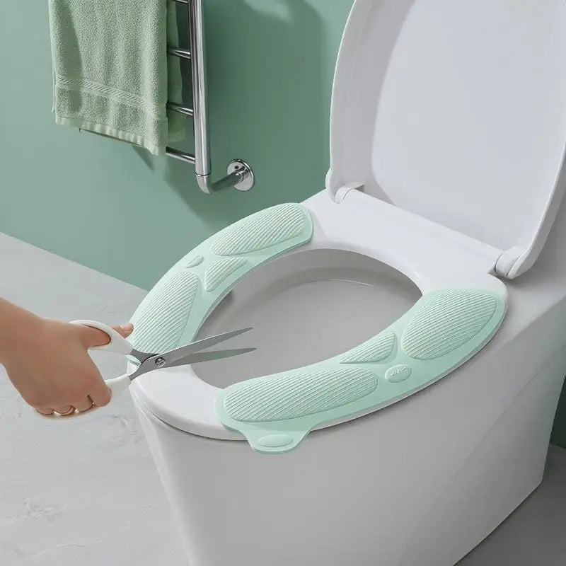 coussin toilette vert pastel texture verticale douce coton lavable réutilisable salle bain confortable
