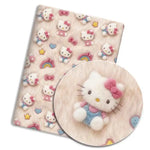 tissu coton sanrio hello kitty rose blanc motif étoiles coeurs arc ciel enfantin decorative