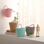 paniers rangement tissés rustiques blanc beige bleu rose respectueux environnement multifonctionnels rangement maison