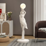 statue femme lune lampadaire moderne résine blanc noir bleu marron ondulé led minimaliste