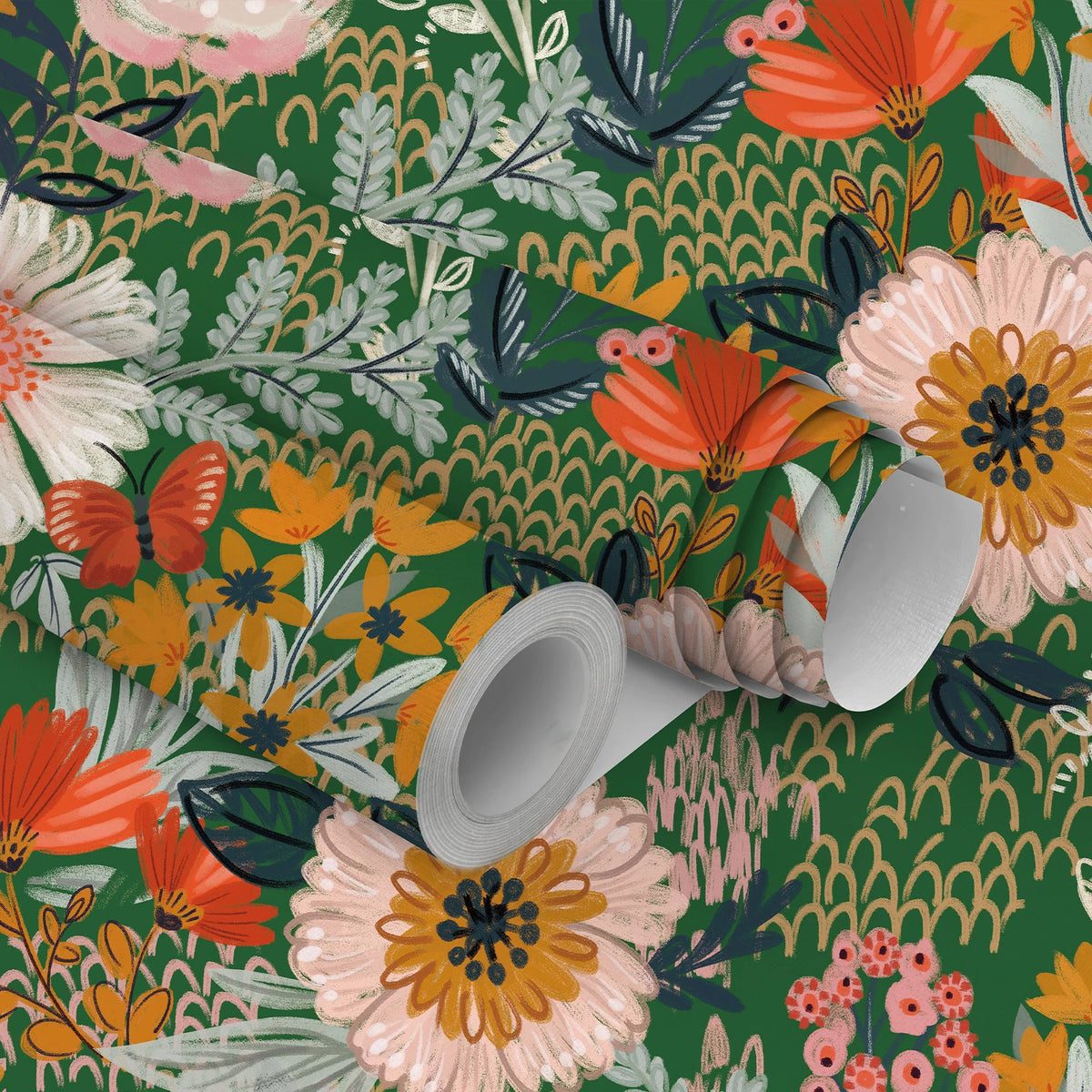 papier peint vinyle adhésif fleurs feuilles papillons salon chambre enfant cuisine vintage naturel