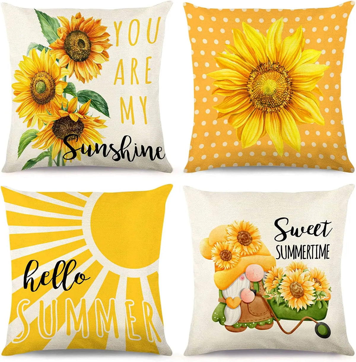 taies d'oreiller décoratives gnome fleurs blanc jaune cartoon motif floral non toxique respectueux environnement