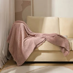 couverture acrylique douce hiver portable voyage maison solide orange beige jaune gris rose