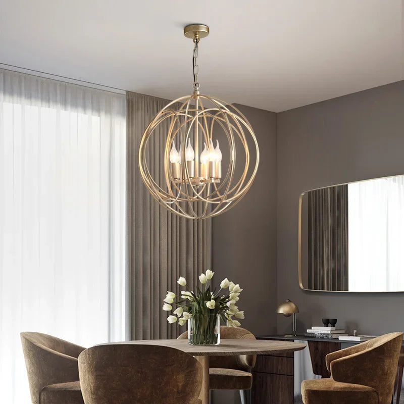 Suspension lumineuse moderne dorée anneaux métalliques 4000k 90 260V