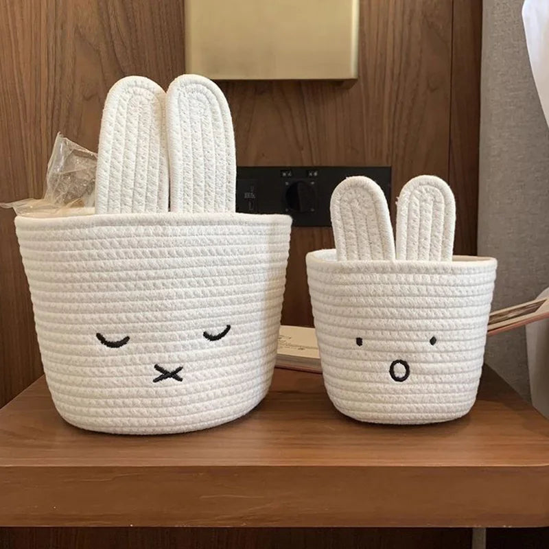 panier tressé mignon miffy blanc rangement cosmétiques dessin animé japonais