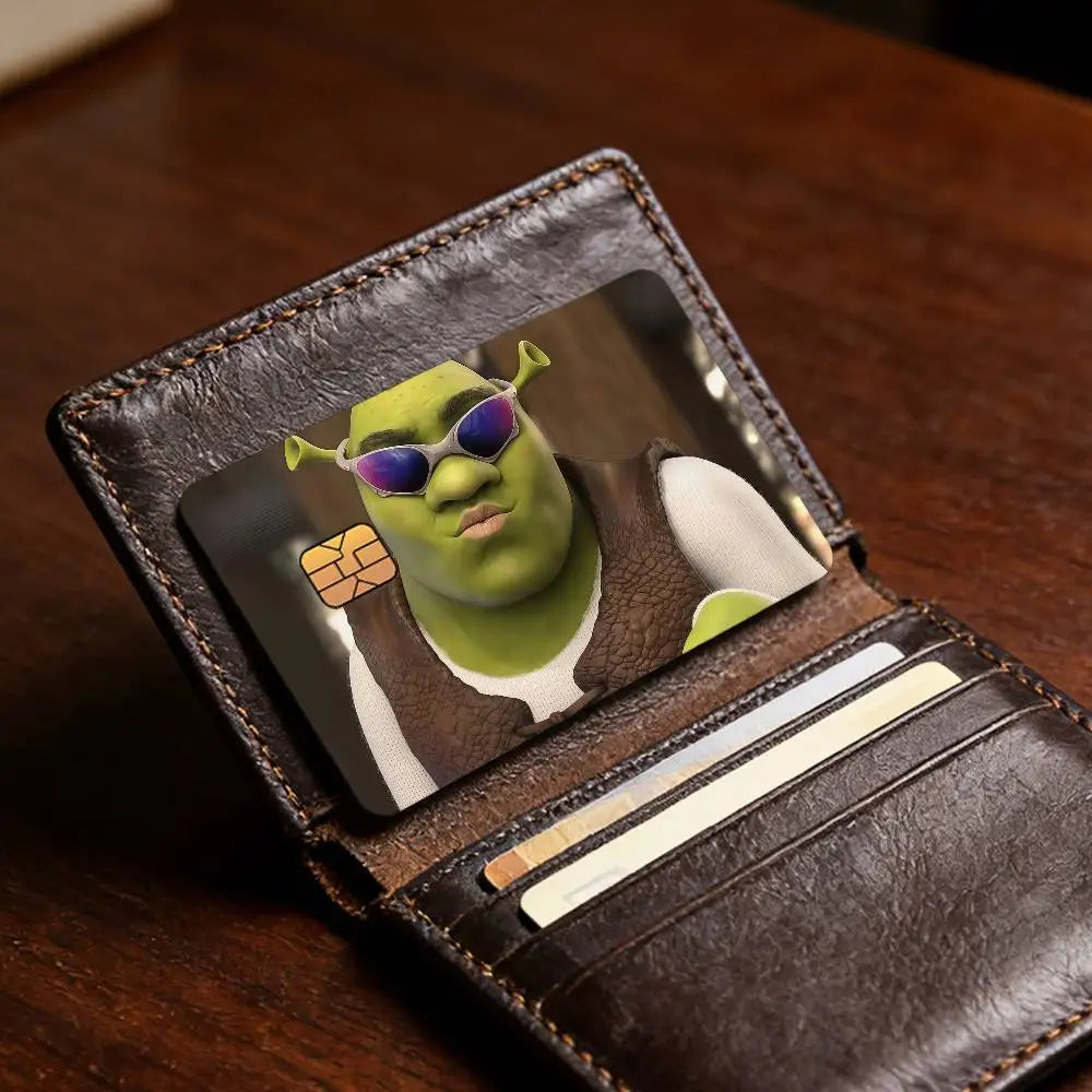 autocollants protection cartes bancaires face monstre vert shrek résistants rayures set pièces moderne illustratif