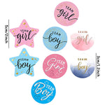 étiquettes autocollantes team girl team boy coeurs dorés motifs abstraits moderne élégants rose bleu