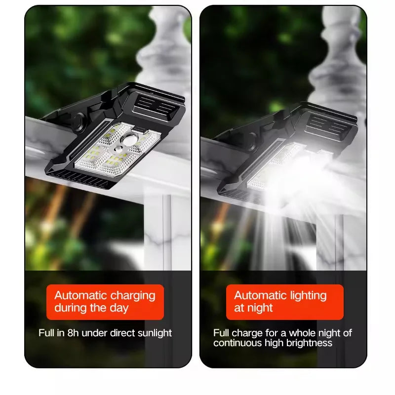 lampe solaire détecteur mouvement clip noir moderne éclairage extérieur jardin autoinstallation ip44