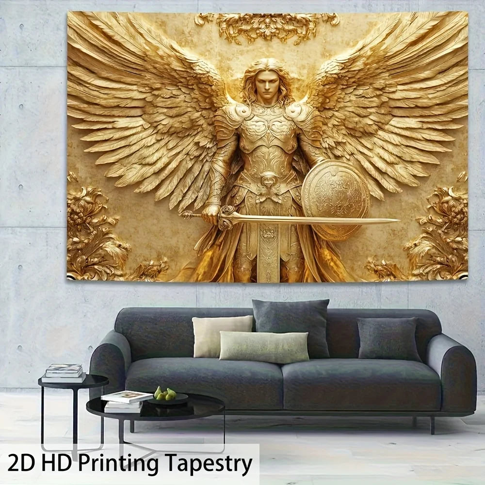 tapisserie or ange relief classique baroque salon chambre clips tissu polyestère nettoyage machine