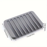 support savon silicone rayures horizontales gris bleu clair moderne salle bain égouttoir antidérapant
