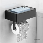 support papier toilette noir rangement moderne boîte lingettes adhésif