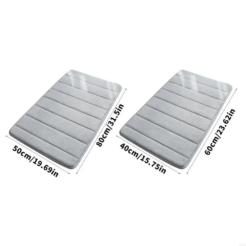 tapis bain mousse mémoire forme doux confortable antidérapant rapide séchage gris rayures moderne