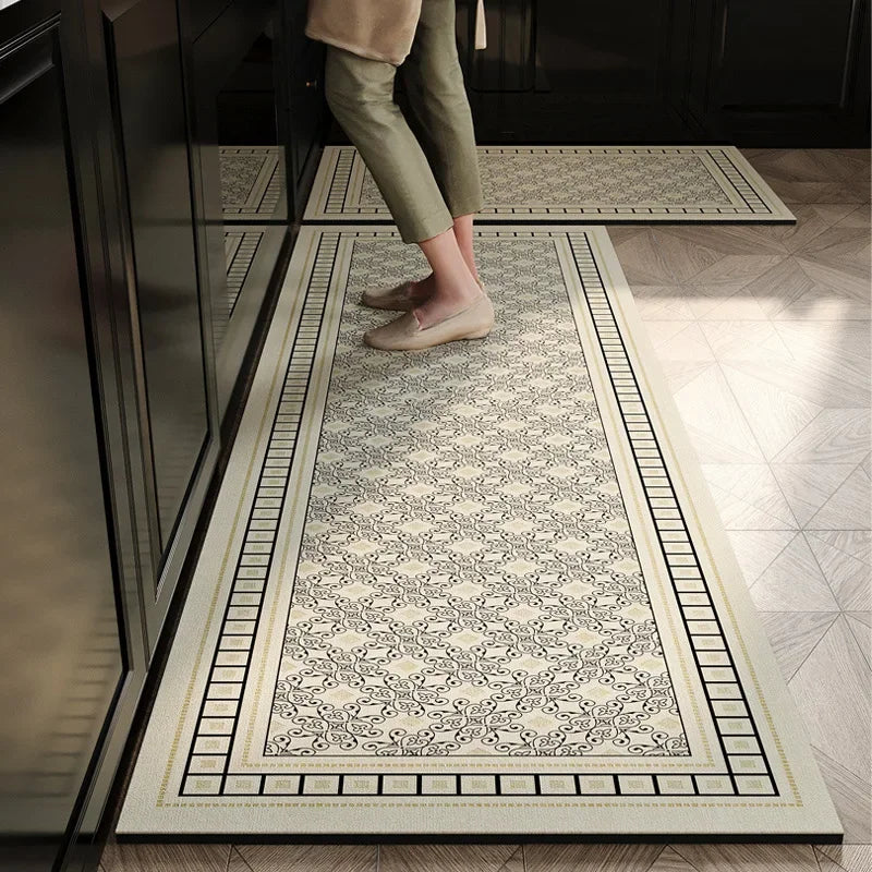lot tapis cuisine antidérapants noir blanc motif géométrique moderne 60x40 cm