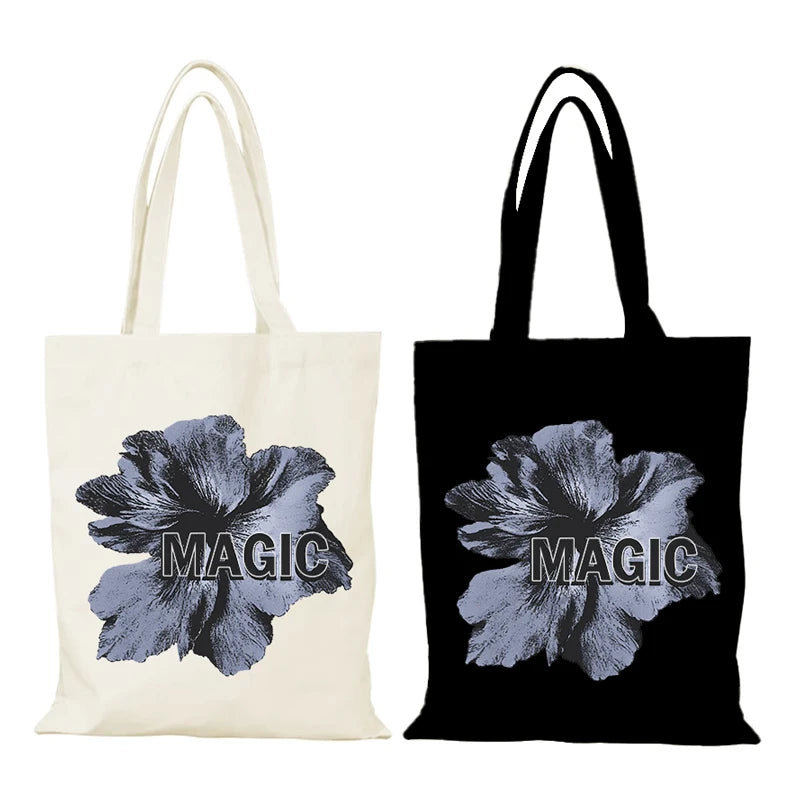 sac tissu fleur stylisée motifs graphiques sacs provisions femmes dimensions 35x40cm tote bag décontracté