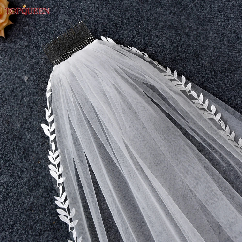voile mariée blanc broderie feuilles clips classique mariage soirée party bridemaids bridesmaids