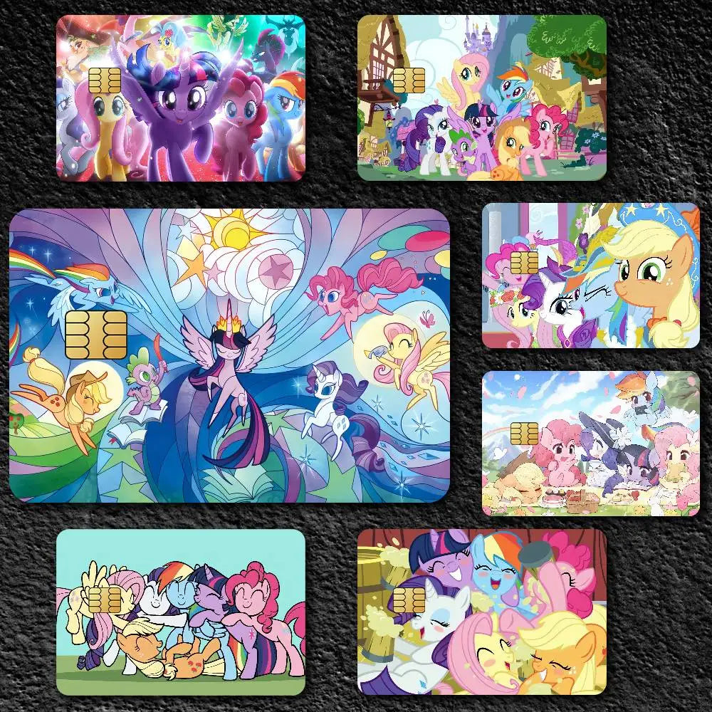 affiche dessin animé my little pony stickers carte bancaire autocollants protection waterproo fantaisie multicolore