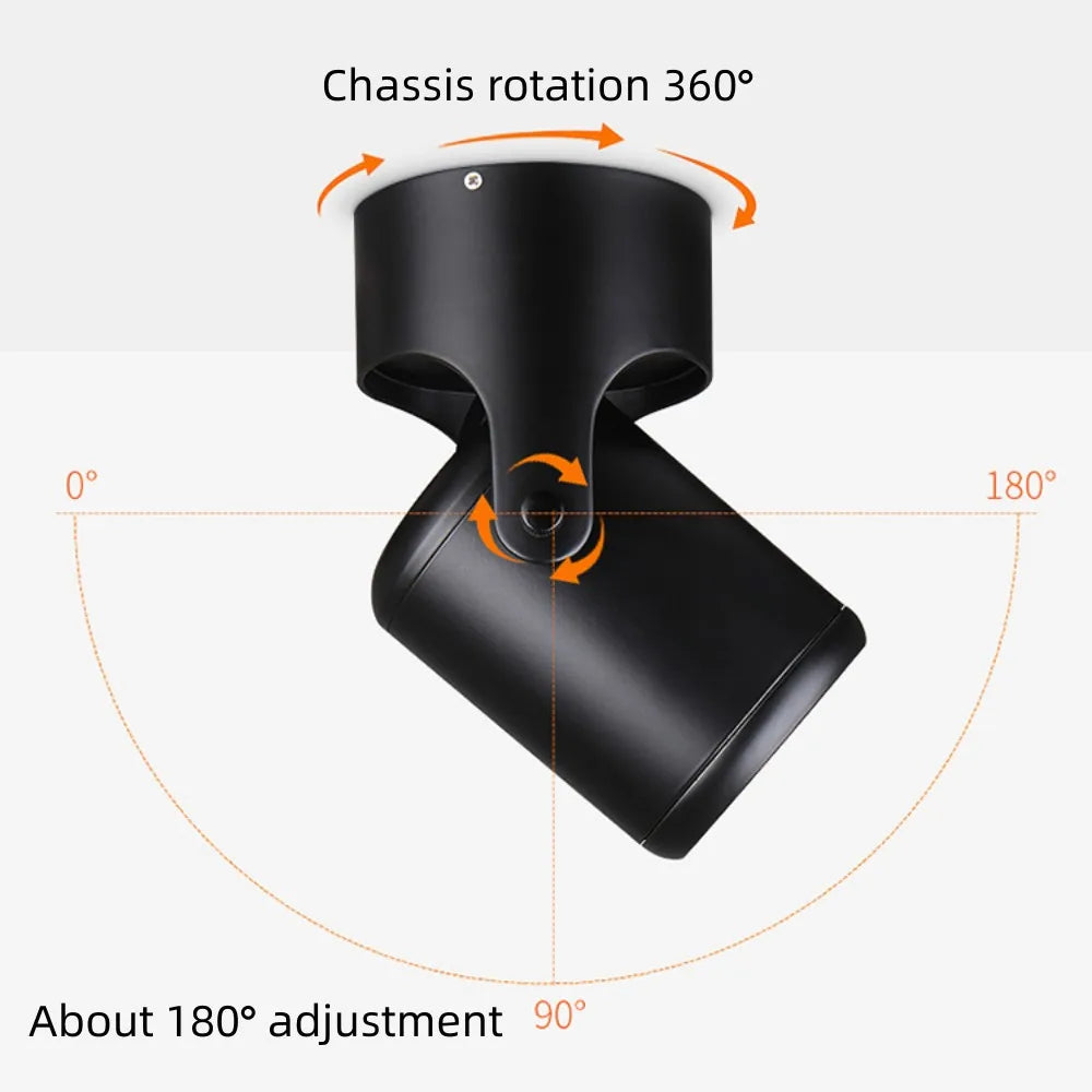 Spot LED moderne intensité variable blanc noir rotation 10W 15W 90 260V