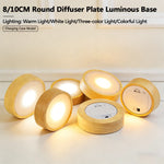 plateau lumineux bois naturel blanc moderne interrupteur tactile base plate 8cm 10cm