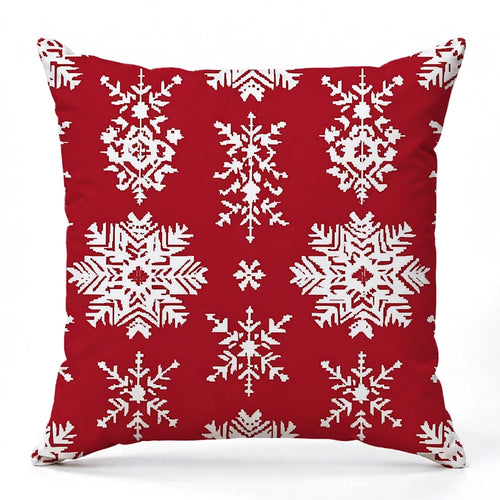 taies d'oreiller polyester motifs sapins rennes flocons noël traditionnelles decoration hiver rouges vertes blanches
