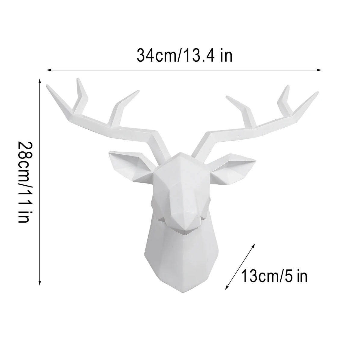 décoration murale tête cerf blanc noir polygone géométrique moderne scandinave fixe mur clou porte