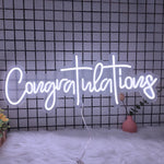 néon lumineux blanc congratulations moderne transparent chaîne câble électrique 76x28cm