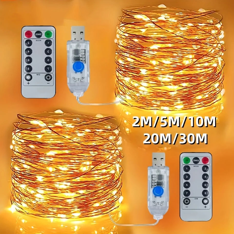 guirlande lumineuse or led modes télécommande noël décoration moderne 10m 20m 30m