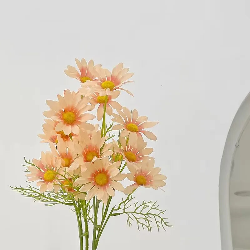 bouquet fleurs artificielles jaune blanc decoration intérieur mariage anniversaire minimaliste