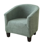 housse fauteuil moderne feuilles stylisées beige gris bleu clair polyestère lavable machine Jacquard fixations