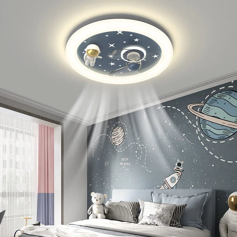 plafonnier led astronautes planètes étoiles moderne enfant bleu rose