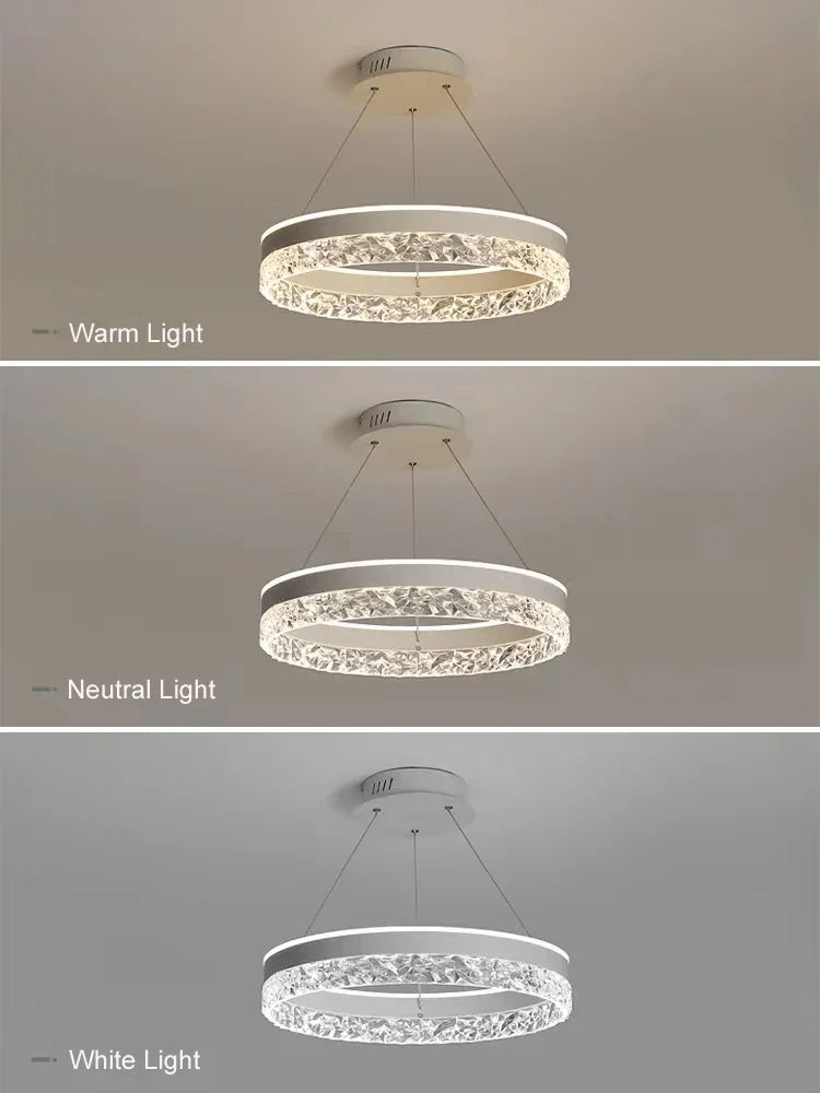 suspension lumineuse or noir blanc cristaux facettés moderne câbles réglables lumière chaude