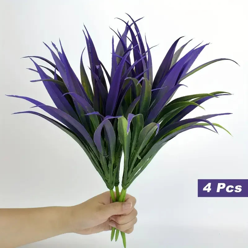 plantes artificielles herbes vertes feuilles pointues modernes extérieures intérieures résistantes uv exposées fêtes prénuptiales
