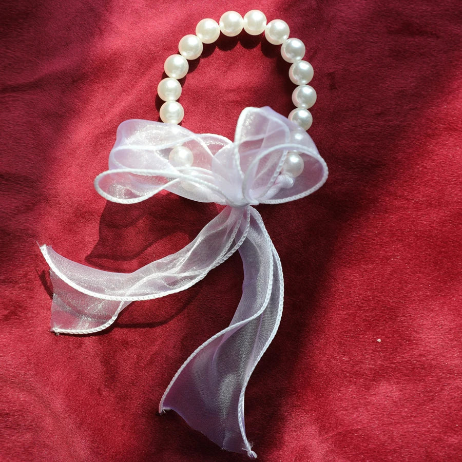 bracelet élégant blanches ruban organza semi transparent classique 33cm 22.5cm 55g