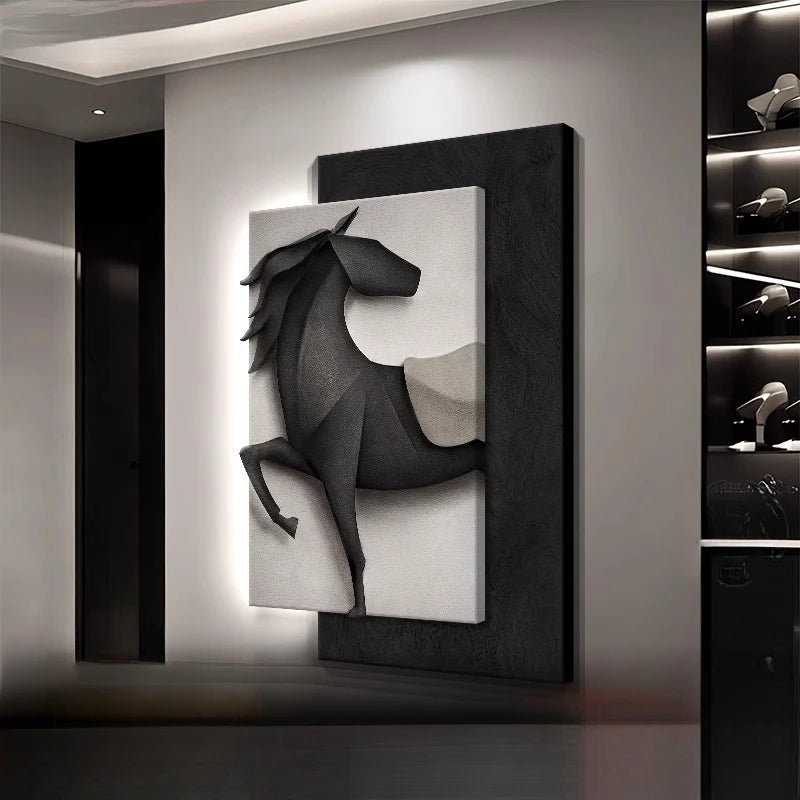 Détail de l'applique murale LED cheval avec éclairage blanc chaud