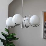 lustre led moderne sphères translucides blanc chrome interrupteur tactile salon chambre