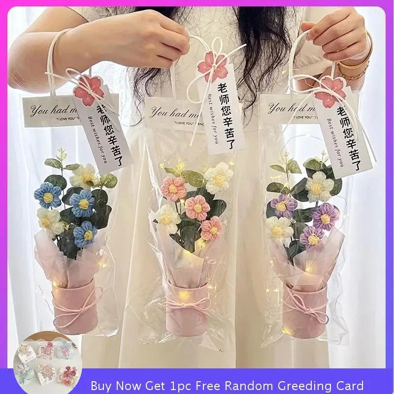 Bouquet artificiel fleurs colorées moderne guirlande LED occasion fête décoration table cadeau
