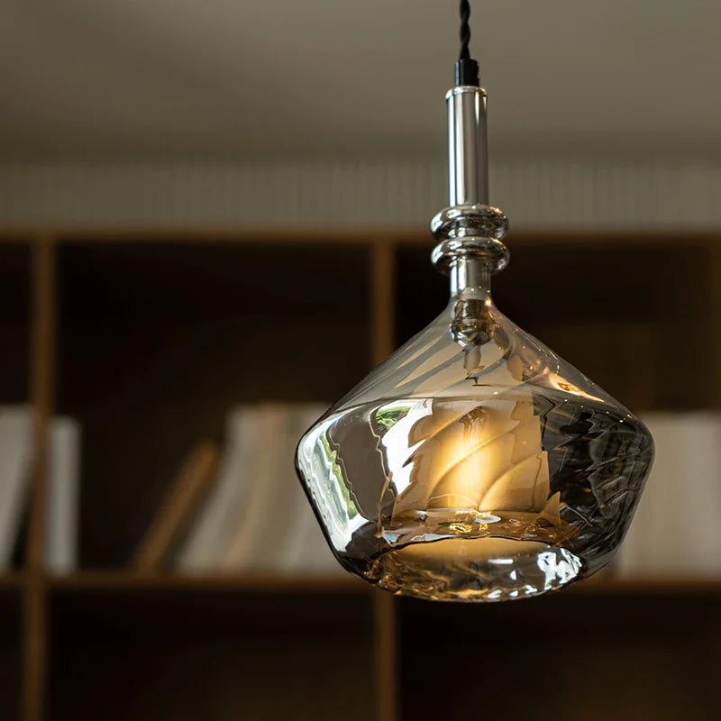 lampe suspendue verre texturé moderne minimaliste argenté transparent 3000k 4000k 6000k