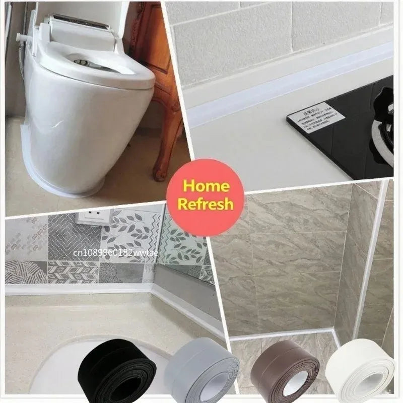 ruban joint étanche adhésif pvc étanche salle bain anti fuite 320cm blanc moderne