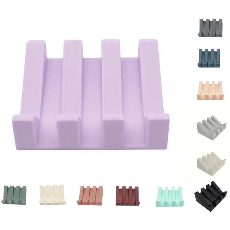 support savon silicone violet gris moderne egouttoir incline blanc vert bleu rose