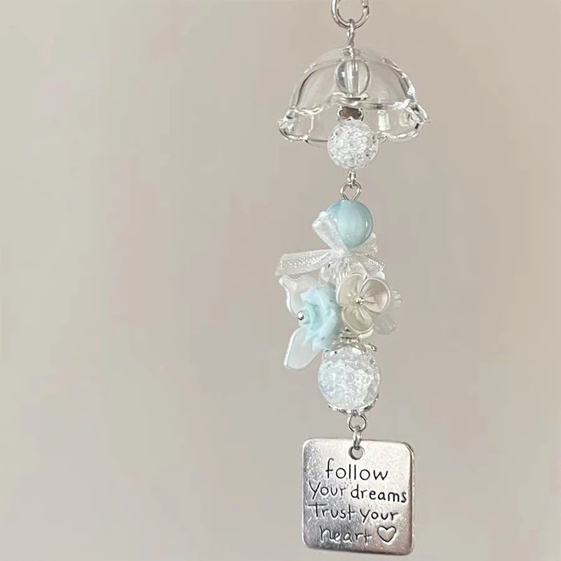 porte clés décoration papillon ailes cœur transparents blanc rose romantique