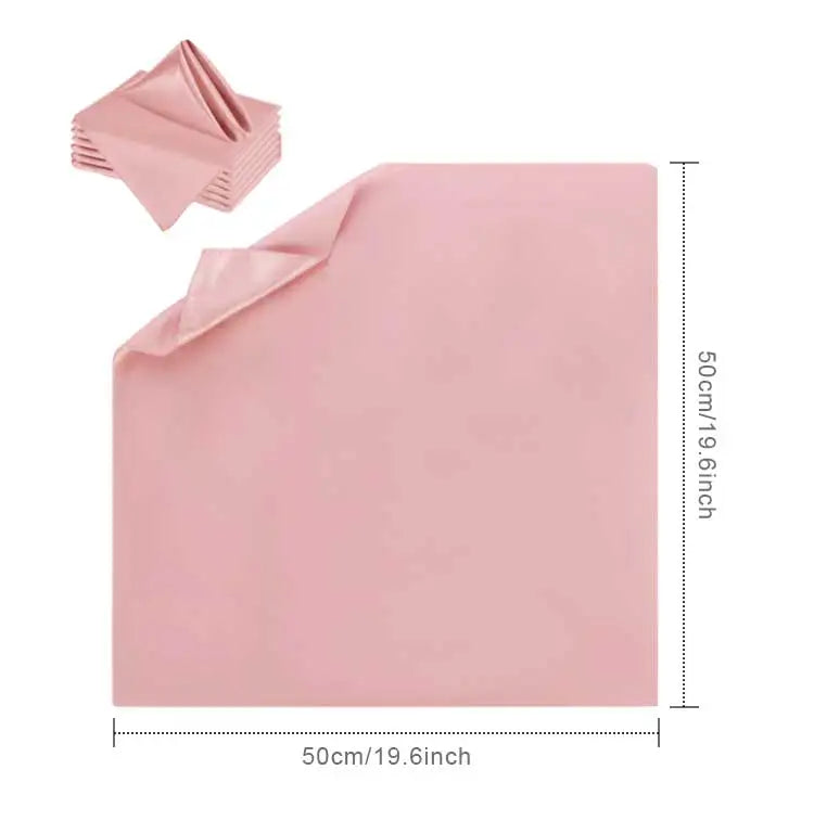 serviettes satinées or blanc rose pâle unies classiques maison restaurant soirée 50x50cm
