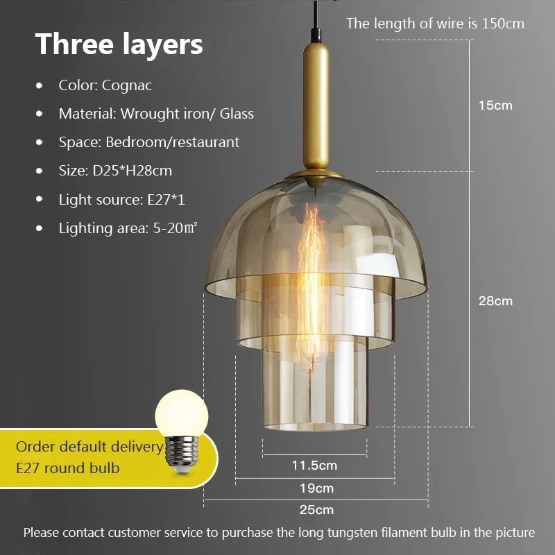 lampe suspendue moderne élégante dorée transparente câble noir ampoule e27 chambre salon