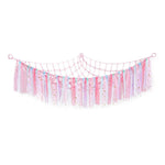 hamac suspendu filet franges boho moderne peluches rose blanc gris bleu violet respectueux environnement
