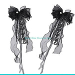ruban décoratif soie blanc noir dentelle élégant classique moderne fenêtre attache pompon translucent