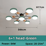 lampe moderne vert noir bois clair circulaire structure branchée simple flux lumineux led 2000