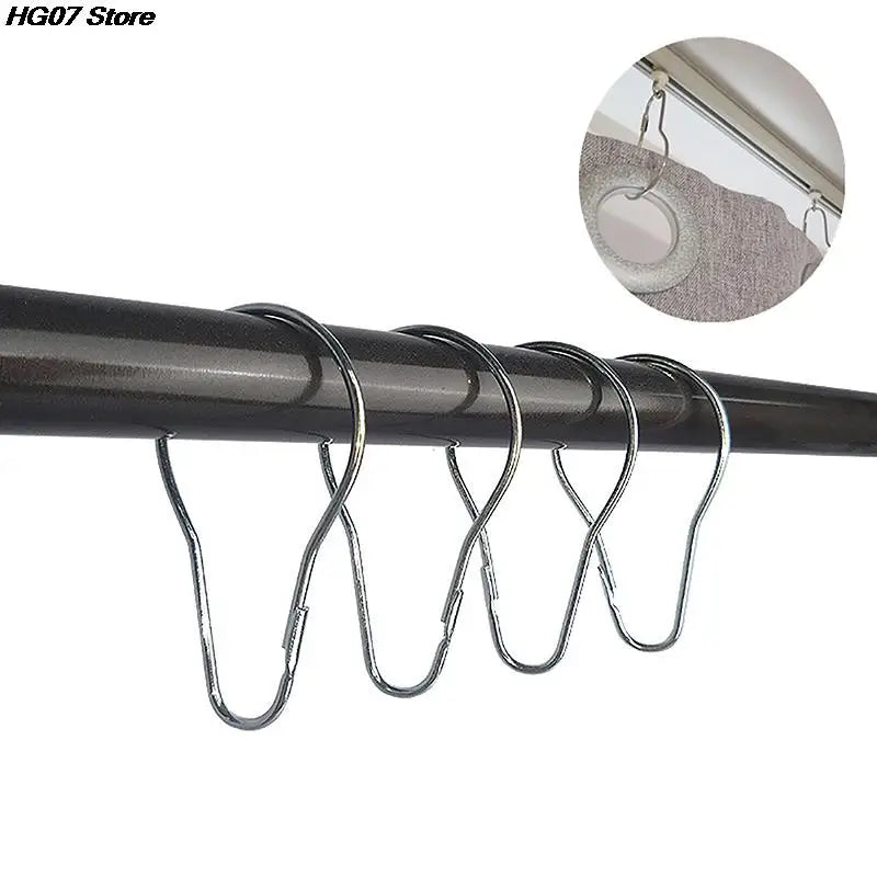anneaux rideau argenté moderne acier inoxydable lisse opaques accessoire fenêtre porte rideau six point