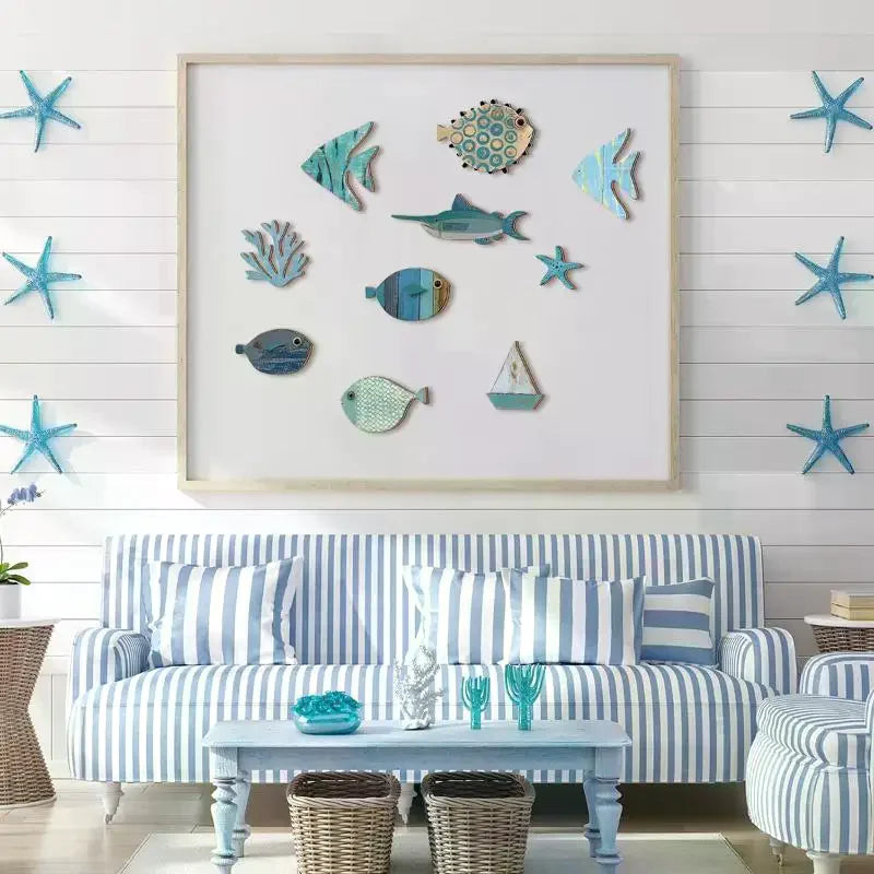 décoration murale poissons coraux bateau étoile mer plage ambiance thaïlandaise fixations murales